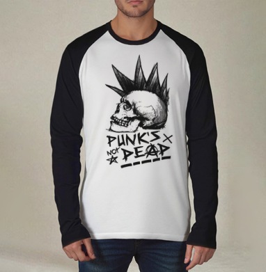 Череп с ирокезом PUNKS NOT DEAD – панк-графика - Купить Товары с принтом 