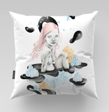 Мистическая женщина с розовыми волосами и кристаллами - luciddream prints, Подушки