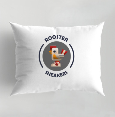 Логотип ROOSTER Sneakers с петухом в кроссовках, Подушка декоративная 50х70 см