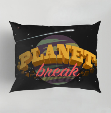 Яркий логотип PLANET break в космической тематике, Подушка декоративная 50х70 см