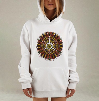 Цветущий Калейдоскоп, Hoodie Mjhigh Dig, оверсайз, утепленная