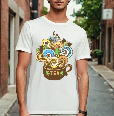 Чашка Love Tea с ярким фантазийным дизайном, Футболка мужская Base белая