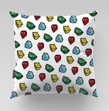 Нарисованные яркие граненые драгоценные камни на сером фоне паттерн / Drawn bright faceted gemstones on gray pattern - Магазин футболок crazycolors