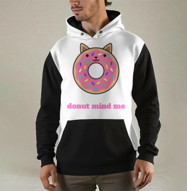 Милый пончик-кошка с надписью Donut Mind Me, Толстовка мужская Regular 3D
