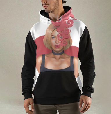 Дерзкий портрет в стиле e-girl с розовым дымом, Толстовка мужская Regular 3D