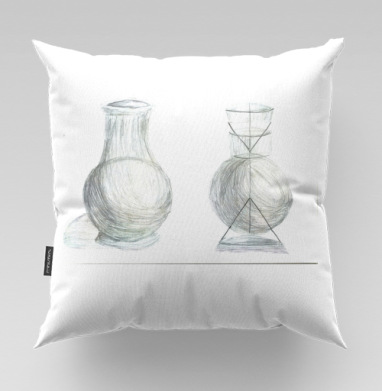 Vase structure drawing study / Эскиз академического наброска структуры вазы, Подушка велюр плюшевая 45х45