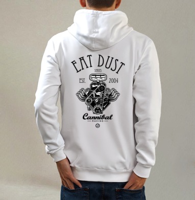 Двигатель Eat Dust Cannibal Racing 2004, Толстовка на молнии, печать на спине. муж. белая v3 320гр