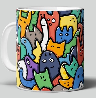 Весёлое собрание мультяшных монстров doodle art - Магазин футболок 18 Добрых Лис
