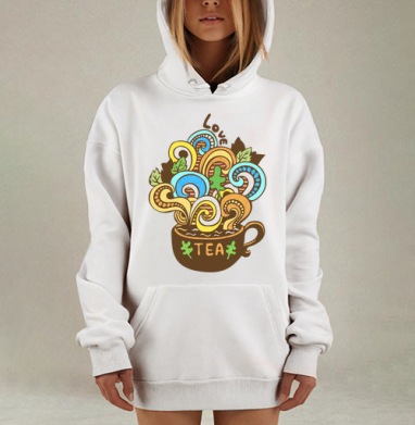 Чашка Love Tea с ярким фантазийным дизайном, Hoodie Mjhigh Dig, оверсайз, утепленная