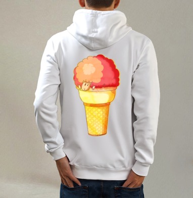 Мороженка, Толстовка на молнии, печать на спине. муж. белая v3 320гр