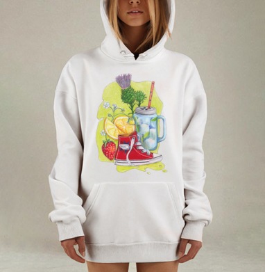 Летнее настроение похода за ягодами в удобных кедах, Hoodie Mjhigh Dig, оверсайз, утепленная
