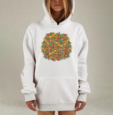 Мандала с переплетающимися деревьями осенне-весенняя, Hoodie Mjhigh Dig, оверсайз, утепленная