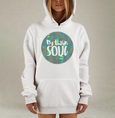 Моя родственная душа с растительным орнаментом, Hoodie Mjhigh Dig, оверсайз, утепленная