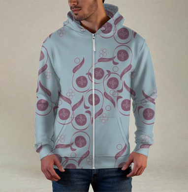 Изящный винтажный растительный орнамент Floral Pattern / Цветочный узор, Толстовка мужская на молнии 3Д полная запечатка