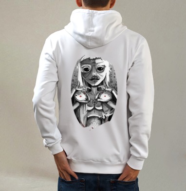 Йоланди, Толстовка на молнии, печать на спине. муж. белая v3 320гр