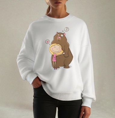 I like teddy bears, Свитшот оверсайз белый женский