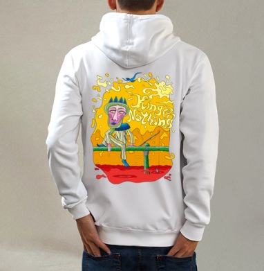 King Nothing, Толстовка на молнии, печать на спине. муж. белая v3 320гр