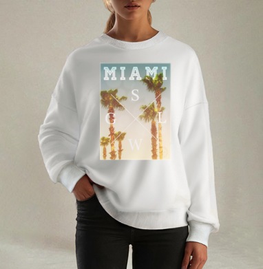 Miami, Свитшот оверсайз белый женский