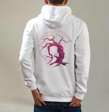 Punk Tree, Толстовка на молнии, печать на спине. муж. белая v3 320гр