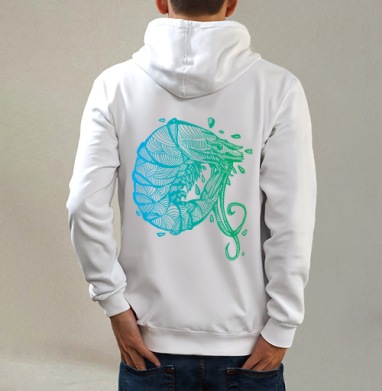 Shrimp, Толстовка на молнии, печать на спине. муж. белая v3 320гр