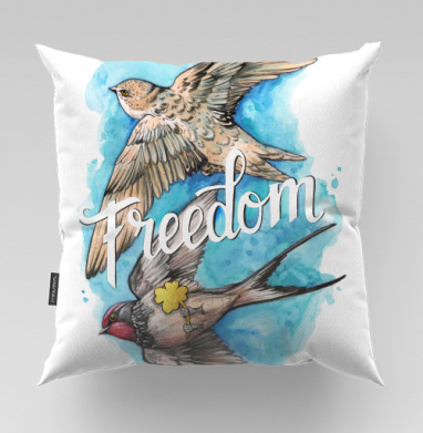 Freedom – Свобода птицы в небе с золотым клевером удачи Свобода - Магазин футболок 4erta - Дизайнерские принты, Подушки