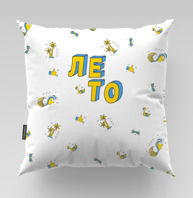 Лето ЭтоЛето Белый, Подушка велюр плюшевая 45х45