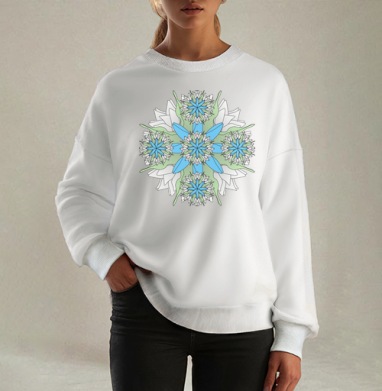 Сине бело зеленый цветочный узор идеально для подушки - Магазин футболок meningit - Дизайнерские принты