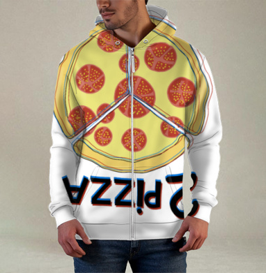 Весёлая трёхчастная пицца с перевёрнутой надписью Pizza, Толстовка мужская на молнии 3Д полная запечатка