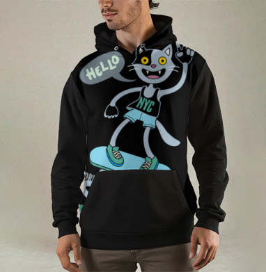Кот на скейте, Толстовка мужская Regular 3D