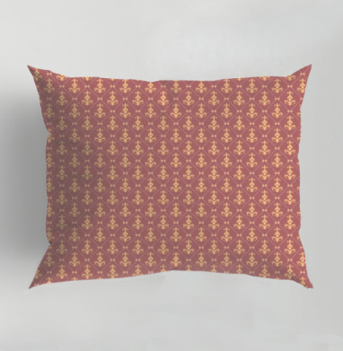 Lily Seamless Pattern / Узор геральдической лилии на темно-розовом фоне, Подушка декоративная 50х70 см
