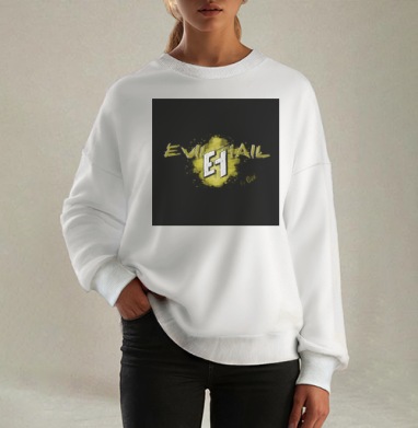 Фотография футболки Логотип личного бренда EvilHail на черном фоне