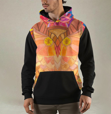 Сова-Мандала в солнечных оттенках с лотосом - Магазин футболок drksuzhi - Дизайнерские принты