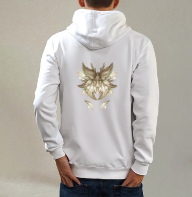 Абстрактные бабочки, акварель, Толстовка на молнии, печать на спине. муж. белая v3 320гр