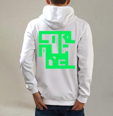 Ctrl+Alt+Del #1 / Ctrl+Alt+Del №1, Толстовка на молнии, печать на спине. муж. белая v3 320гр