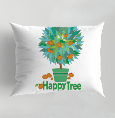 Дерево счастья.Happy tree.Мандариновое дерево, Подушка декоративная 50х70 см