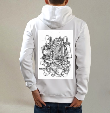 Фотоаппарат, Толстовка на молнии, печать на спине. муж. белая v3 320гр