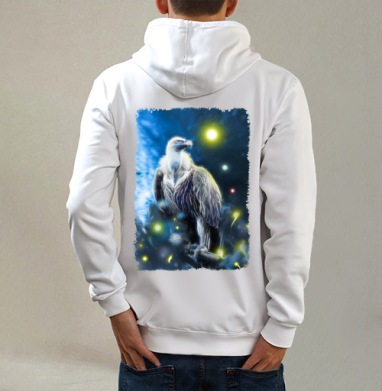 Космо гриф, Толстовка на молнии, печать на спине. муж. белая v3 320гр