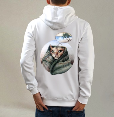 Ноябрь, Толстовка на молнии, печать на спине. муж. белая v3 320гр