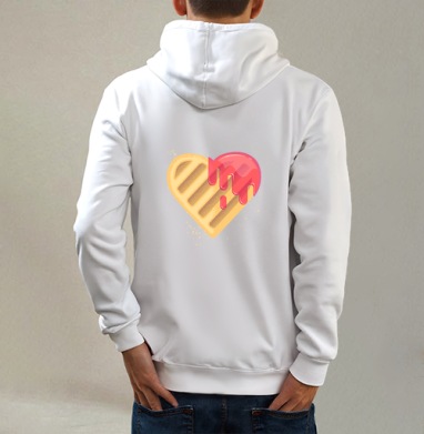 Печенька, Толстовка на молнии, печать на спине. муж. белая v3 320гр