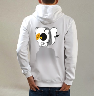 Пятнышка, Толстовка на молнии, печать на спине. муж. белая v3 320гр