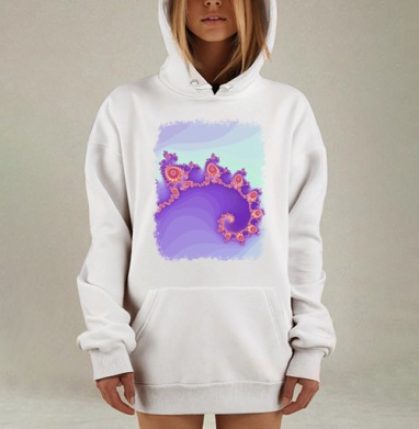 Фрактальный завиток с плавными оттенками сиреневого и лавандового цвета, Hoodie Mjhigh Dig, оверсайз, утепленная