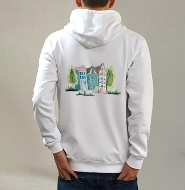 Сказочная улица, Толстовка на молнии, печать на спине. муж. белая v3 320гр