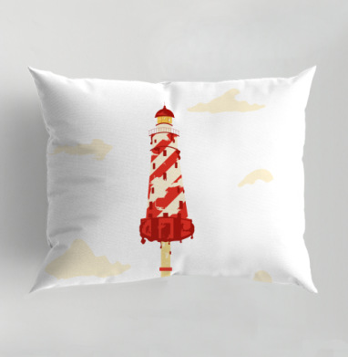 Маяк-эскимо летит в облаках, создавая легкое настроение., Подушка декоративная 50х70 см