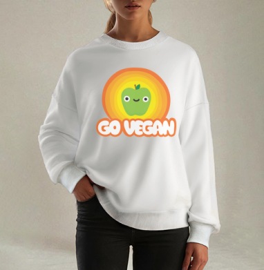 GO VEGAN! / Стань веганом!, Свитшот оверсайз белый женский