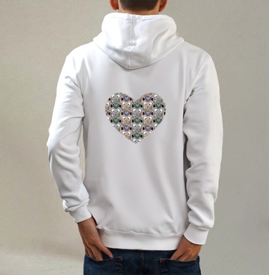 Кошачее настроение, Толстовка на молнии, печать на спине. муж. белая v3 320гр