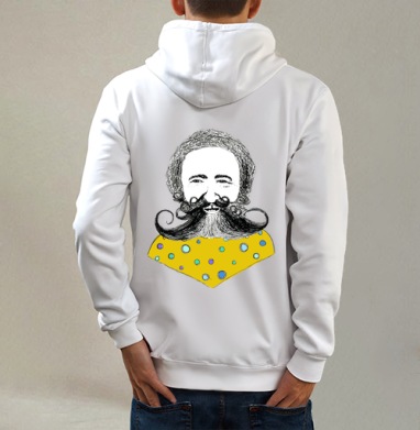 Счастливый человек, Толстовка на молнии, печать на спине. муж. белая v3 320гр