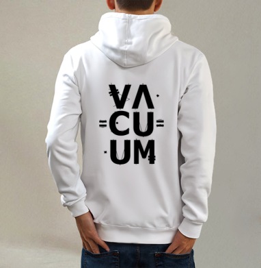 ВАКУУМ блек, Толстовка на молнии, печать на спине. муж. белая v3 320гр