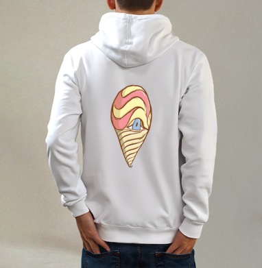 Arabic Cream / Арабское мороженое, Толстовка на молнии, печать на спине. муж. белая v3 320гр