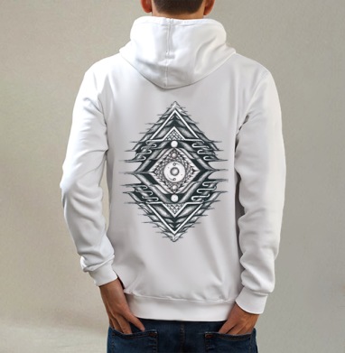 CONE / Конус, Толстовка на молнии, печать на спине. муж. белая v3 320гр
