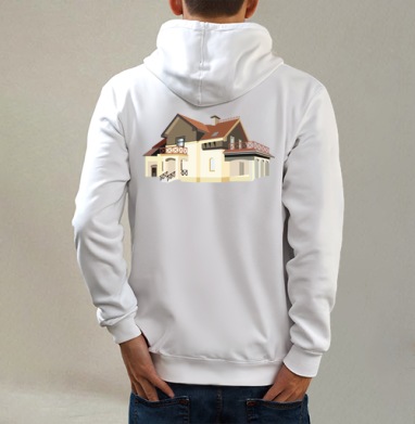 Home / Дом, Толстовка на молнии, печать на спине. муж. белая v3 320гр